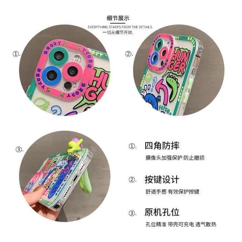 日韩卡通涂鸦女孩iPhone12promax苹果11手机壳x/xs/xsmax硅胶8p套 吃面包女孩+彩色挂绳 收藏关注