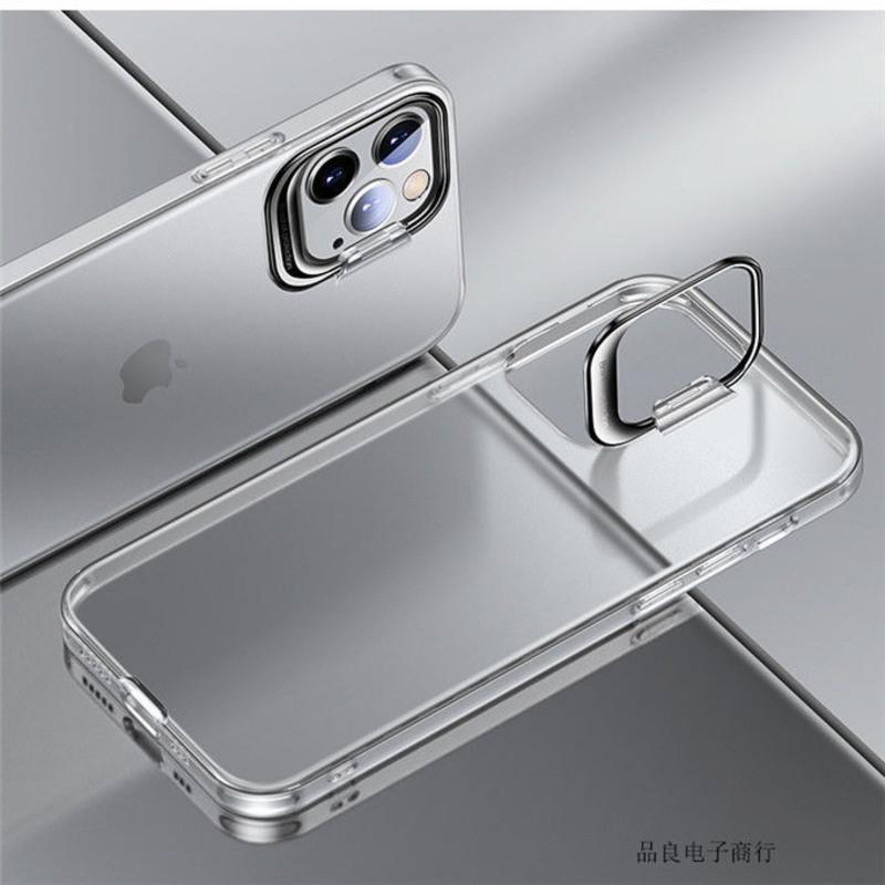 iPhone12手机壳苹果12promax透明软壳隐形支架磨砂12mini保护套 磨砂曜石黑 苹果12mini[5.4寸