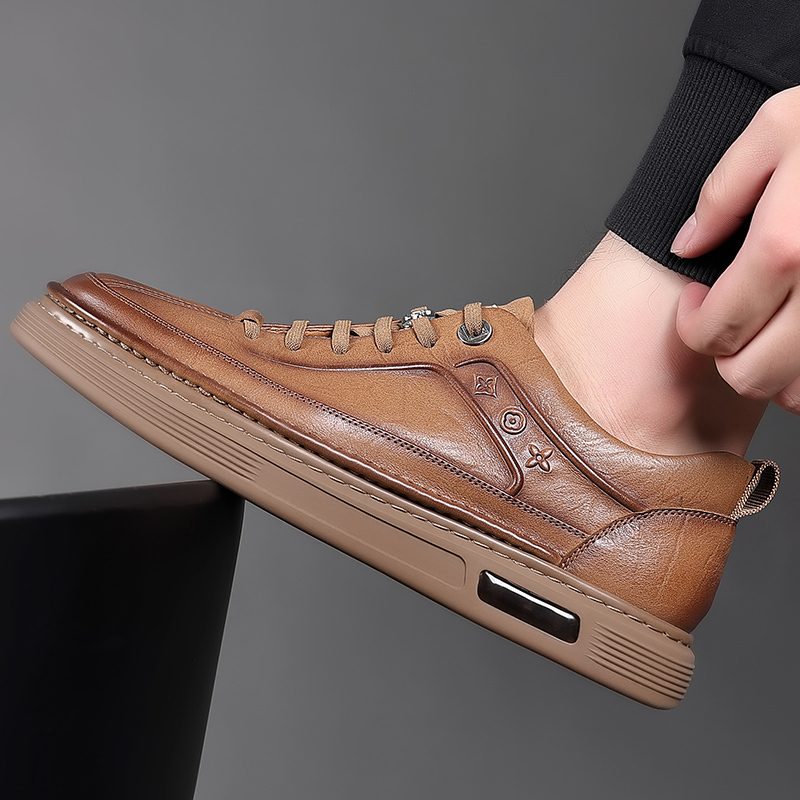 骆驼潮轻奢品牌男鞋秋冬新款男士牛皮系带商务休闲皮鞋青年潮流时尚