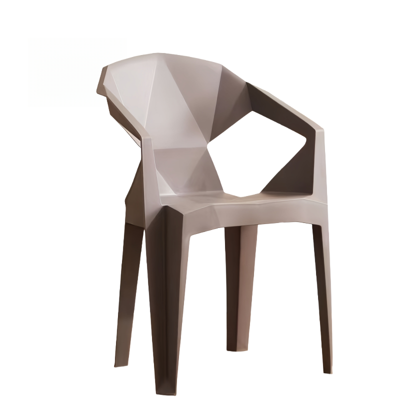 蕃蒂塑料椅咖色把高清大图