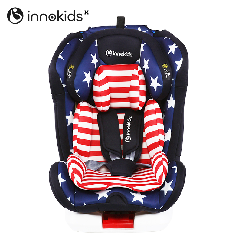 innokids 儿童安全座椅0-4岁-12岁新生婴儿宝宝汽车用360度旋转 星星蓝安全带版