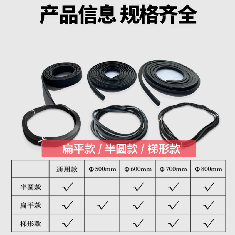 Hittery 井盖专用垫圈 圆井盖通用款 半圆款 宽12高6mm(单位:米)高清大图
