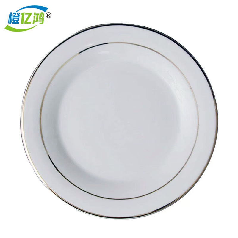 橙亿鸿 陶瓷平盘双金线菜碟盘子 11英寸 个