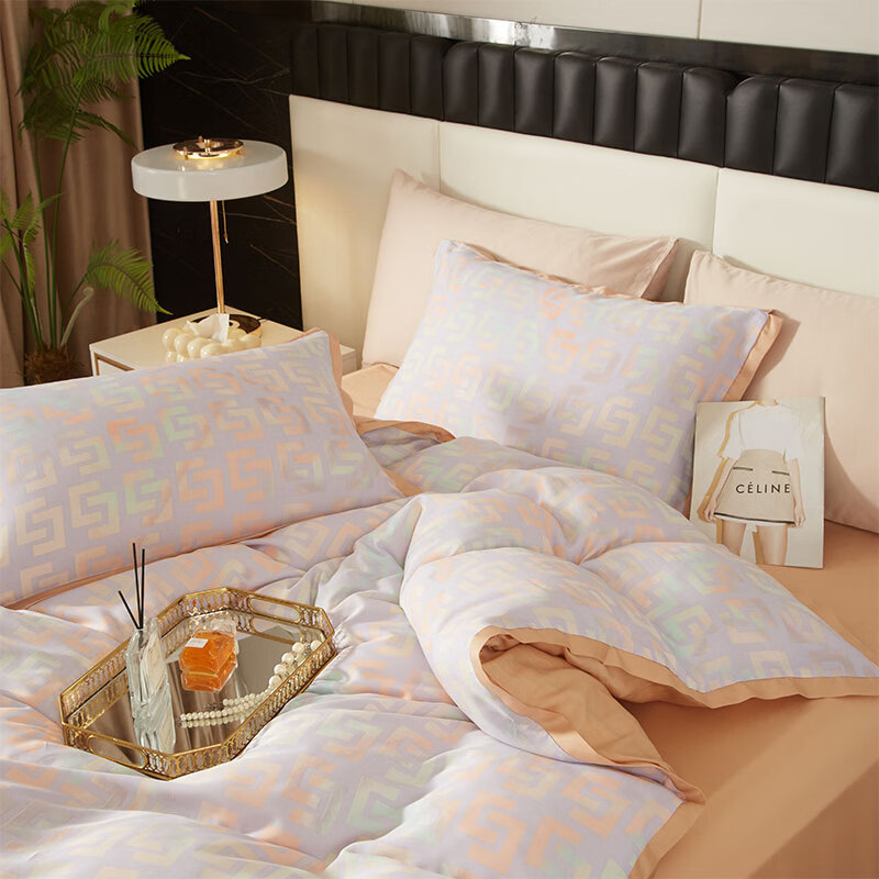 天琴床品四件套245*250cm柔软舒适流金岁月莱赛尔TQ-T157高清大图