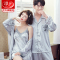 浪莎睡衣女春秋情侣长袖性感睡裙女士家居服套装睡袍丝绸两件套