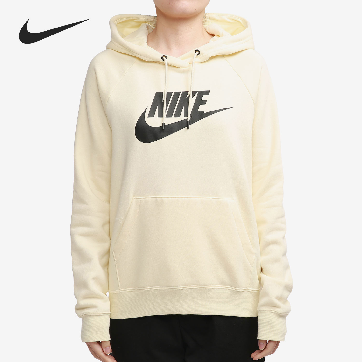 nike耐克卫衣女装2021春季新款连帽大logo休闲运动服套头衫bv4127-113