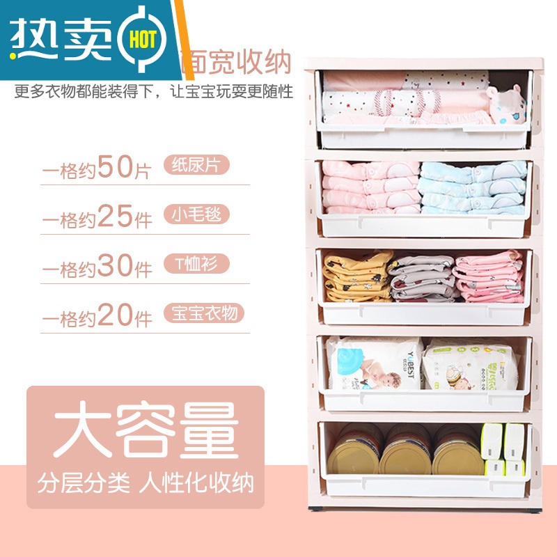 敬平特大婴儿童加厚塑料收纳箱抽屉式多层收纳柜子整理储物盒家用衣服高清大图
