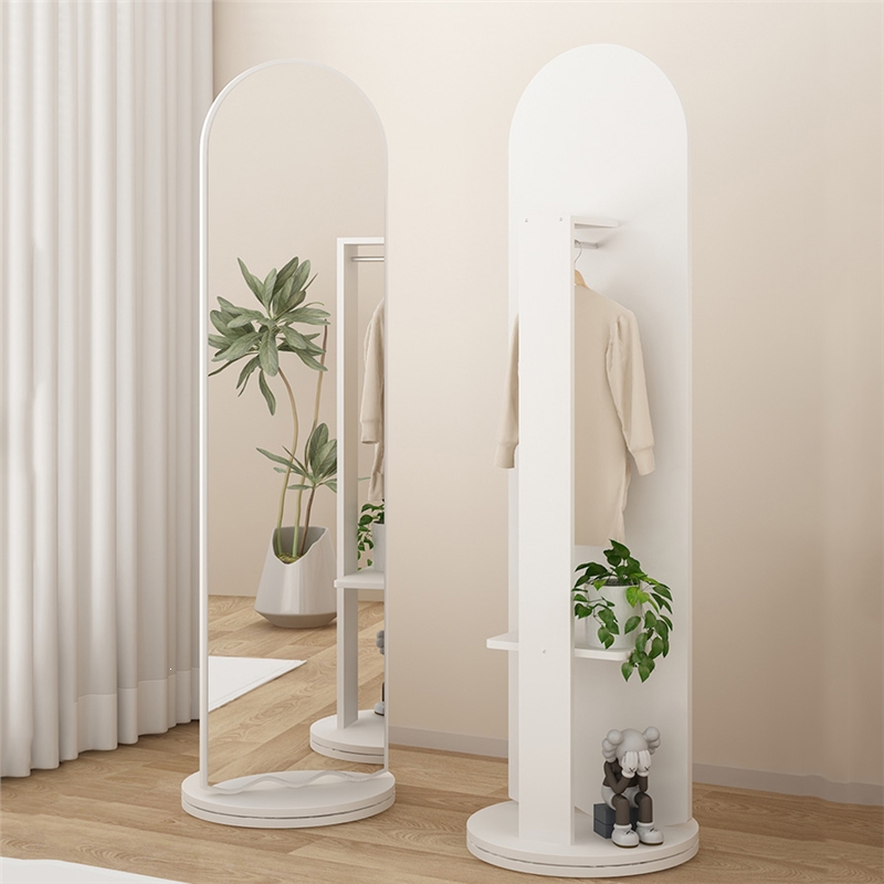 ai)穿衣镜全身落地镜家用女生卧室可旋转带挂衣架一体网红试衣大镜子
