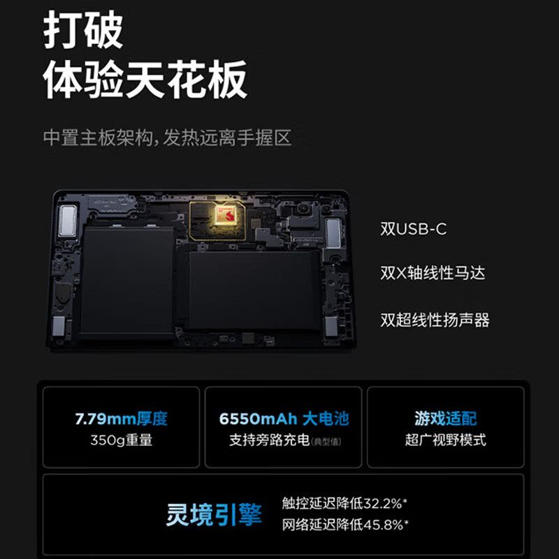 联想(Lenovo)拯救者Y700三代 8.8英寸游戏平板电脑 骁龙8Gen3 2.5K 165Hz刷新 双X轴线性马达16G+512G WIFI 白色图片