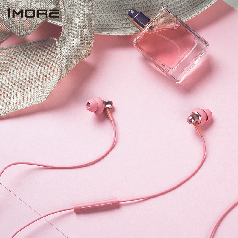 万魔(1MORE)E1025 Stylish双动圈入耳式有线耳机 HiFi线控通用带麦音乐耳机 粉色
