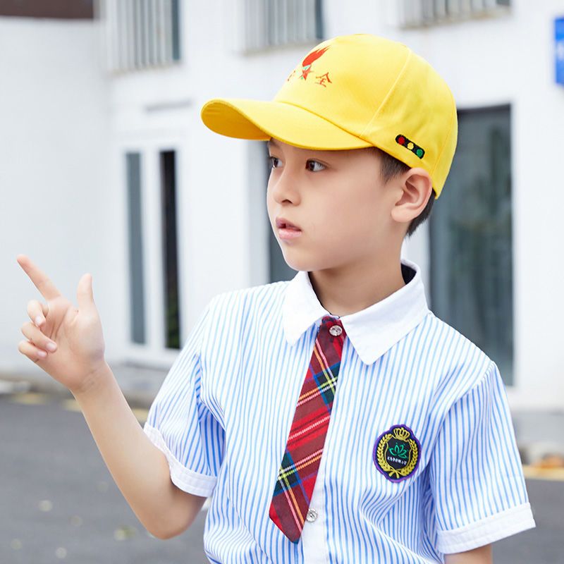 小学生儿童红绿灯安全小黄帽棒球帽鸭舌帽团体运动会帽子送