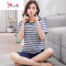 鱼篓(FISH BASKET)女士裤短袖套装睡衣运动款棉夏季宽松服中裤两件套