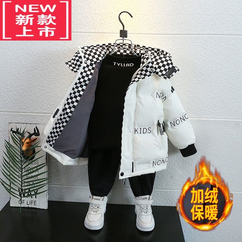 可莉允男童棉服加绒加厚2022新款洋气宝宝男孩冬装帅气小儿童棉袄外套潮图片