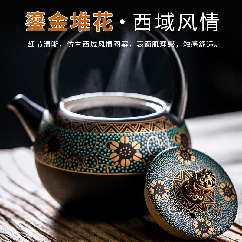 家柏饰(CORATED)仿古功夫茶具套装家用复古日式茶艺泡茶壶陶瓷提梁壶茶杯功夫茶Z