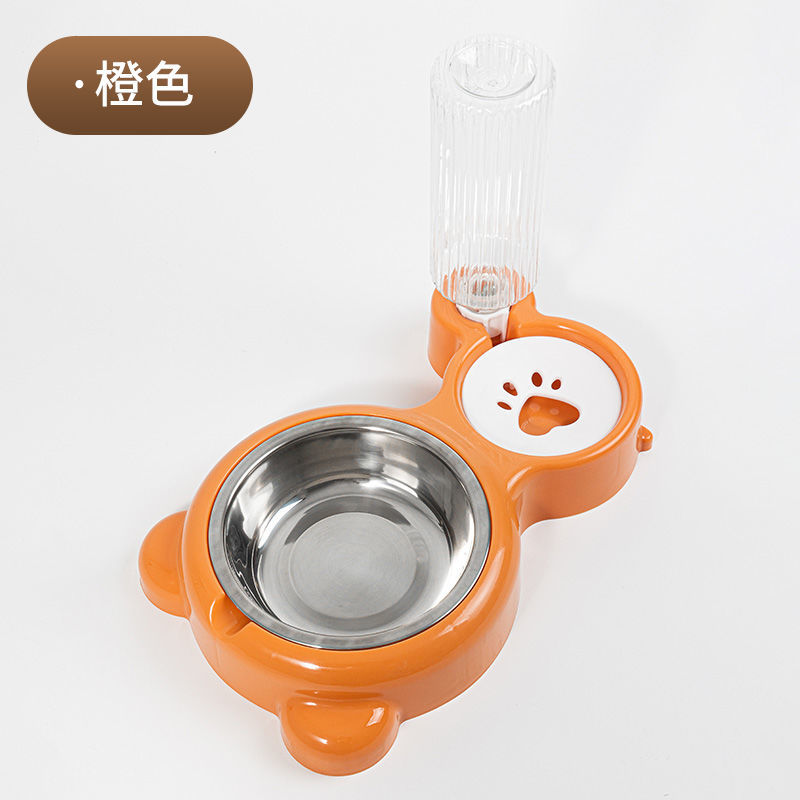 新款(防溅水防湿嘴防滑设计) 新款+(升级加厚水瓶) 宠物猫碗狗盆双碗自动饮水食盆狗狗猫咪碗粮水防打翻饭盆宠物用品