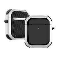 苹果1/2/3代蓝牙耳机套Airpods pro保护套碳纤维纹双色软壳防摔壳 airpods1/2代白色[送挂钩]