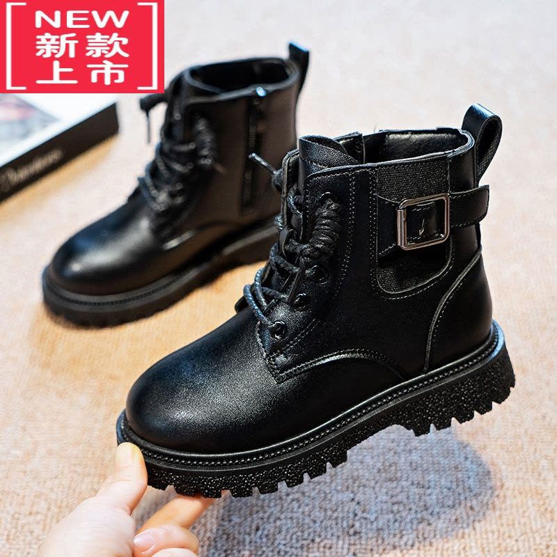 可莉允女童马丁靴2022冬季新款二棉鞋女孩皮面儿童靴子网红男童加绒短靴图片