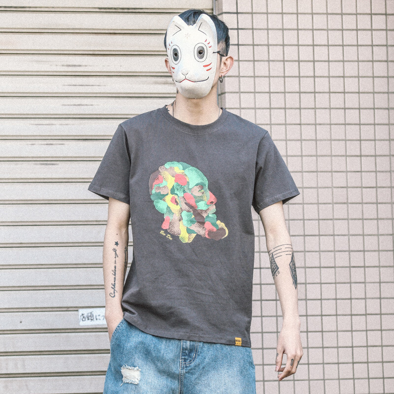 东京衣柜男装夏季新品潮流撞色印花短袖T恤韩版圆领半袖体恤男tee
