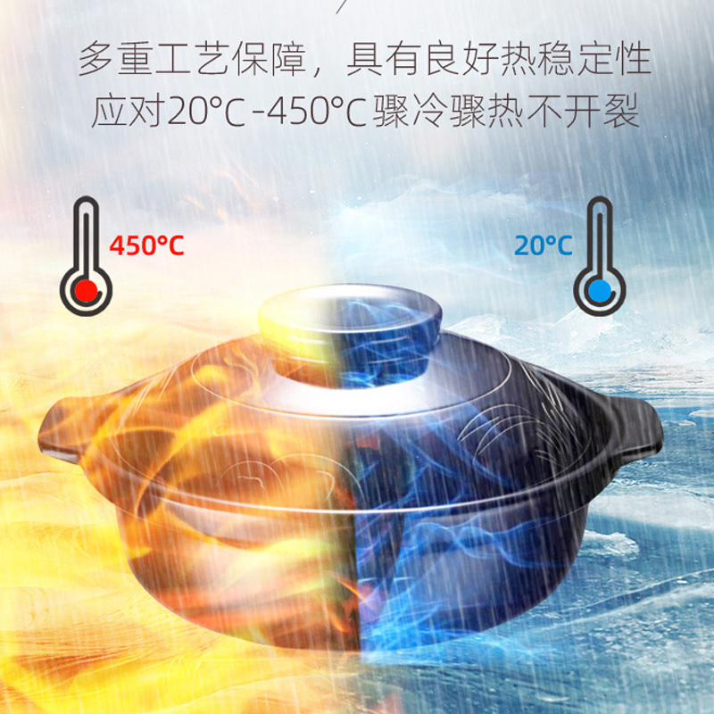 煲仔饭小砂锅家用小号炖锅大号烘焙精灵煲汤燃气焖鸡米饭石锅拌饭专用锅 黑色18CM口径[送砂锅专用垫]