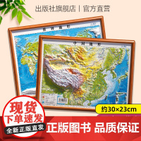 【正版】2张 北斗地图世界和中国地图3d立体凹凸 便携式学生专用2023年新版地理地形图小学生中学生适用三维地势地貌模型