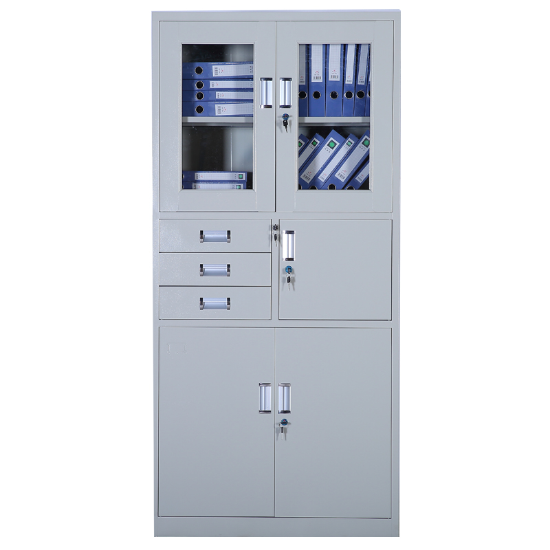 东业家具 钢制柜文件柜铁皮文件柜HG02G偏三斗内保柜850*390*1800高清大图