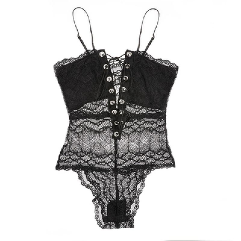 suntek丝袜情趣女黑大码薄款蕾丝性感连体身丝袜日系镂空超薄马甲黑色
