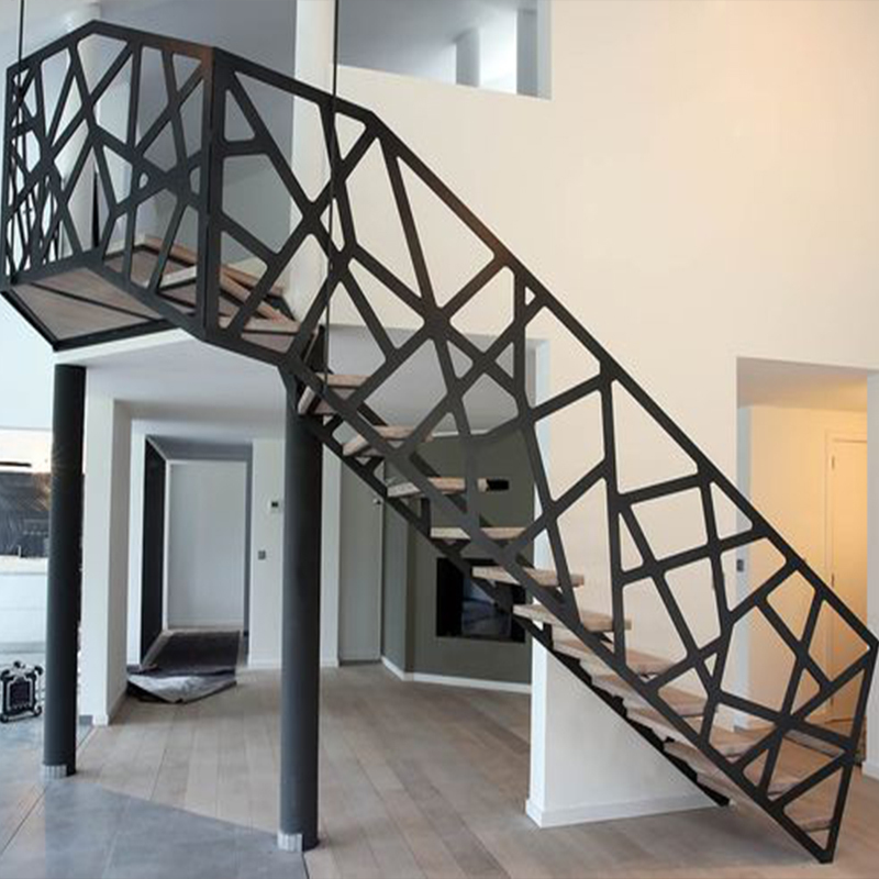 双梁镂空楼梯钢木楼梯家用楼梯