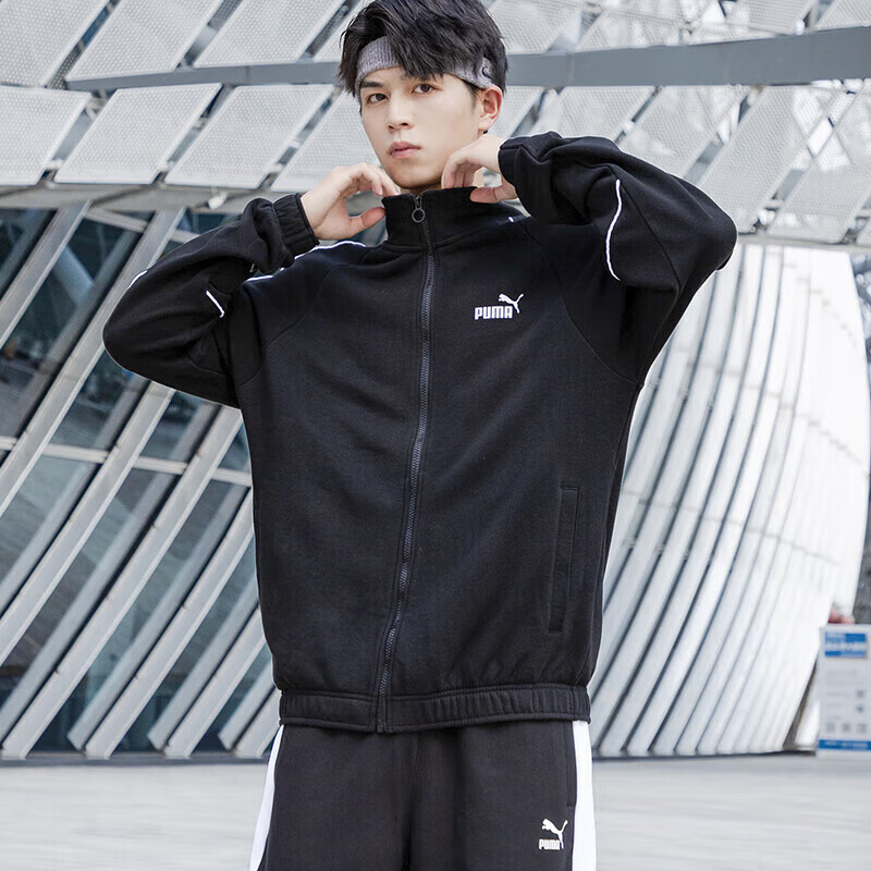 彪马(PUMA)男上衣23春季运动服青年潮流时尚训练舒适透气休闲外套针织夹克6744-01XS(165/8_851886