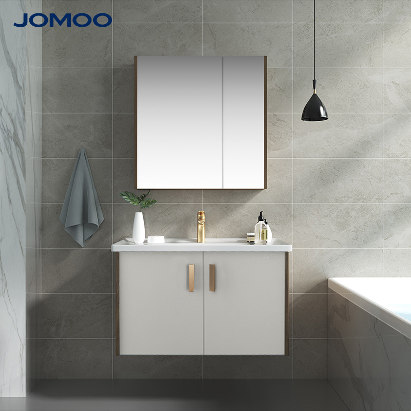 JOMOO 九牧 轻奢浴室柜组合 现代简约洗漱台多层实木卫生间洗手盆浴室柜 A2402
