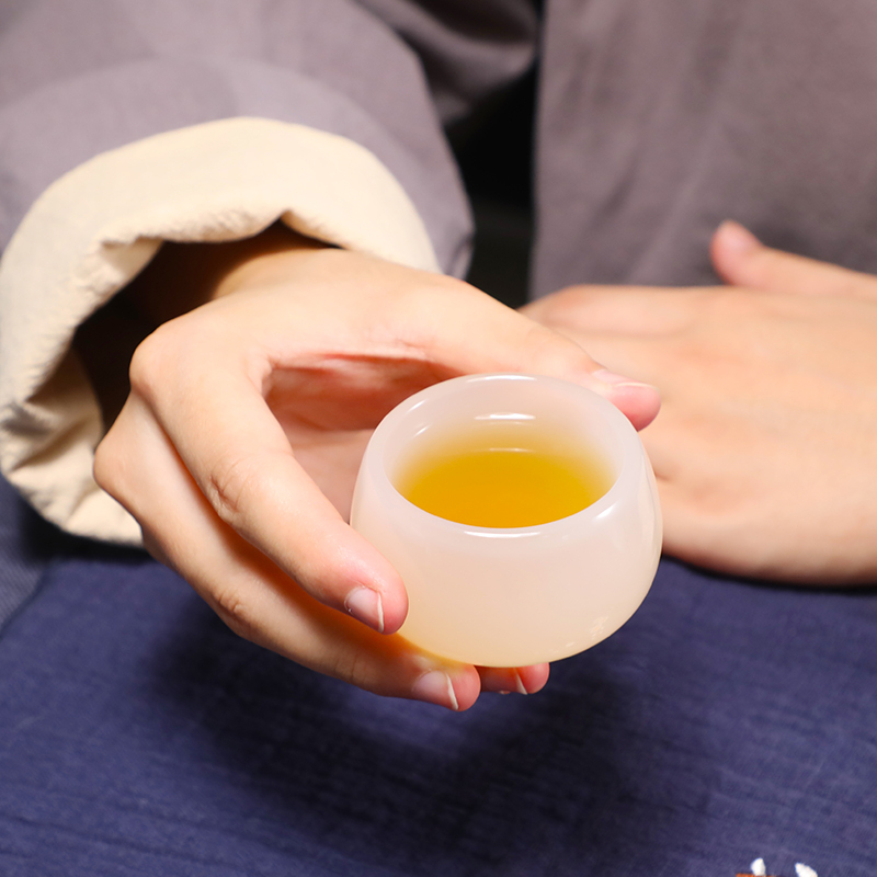 白瓷玉瓷茶杯大号品茗杯耐热加厚玻璃主人杯单杯琉璃玉盏功夫茶具|玉瓷茶杯-罗汉杯