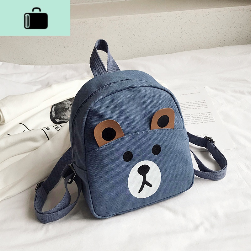 儿童书包幼儿园1-3-5岁女童双肩包卡通可爱婴幼儿男宝宝帆布背包NEW LAKE 小熊蓝色