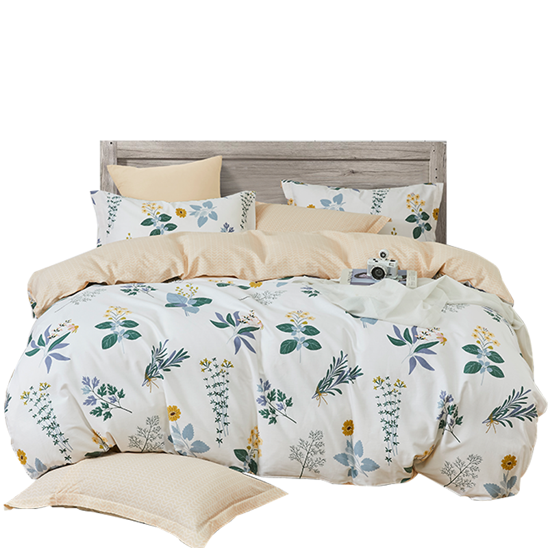 若叶之季 LT-TJ02 200*230cm 全棉活性印花四件套(计价单位:套)植物印花高清大图