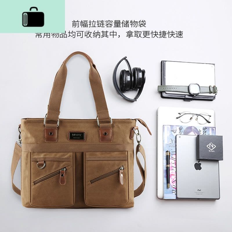 复古休闲男包单肩斜挎包帆布包 商务男士手提包公文包电脑包NEW LAKE图片