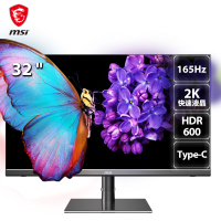 微星 MSI 32英寸快速液晶IPS HDR600 1ms Type-C接口 PIP PBP 升降旋转支架显示器 适用PS5设计师 PS321QR高清大屏家用办公游戏电竞显示屏