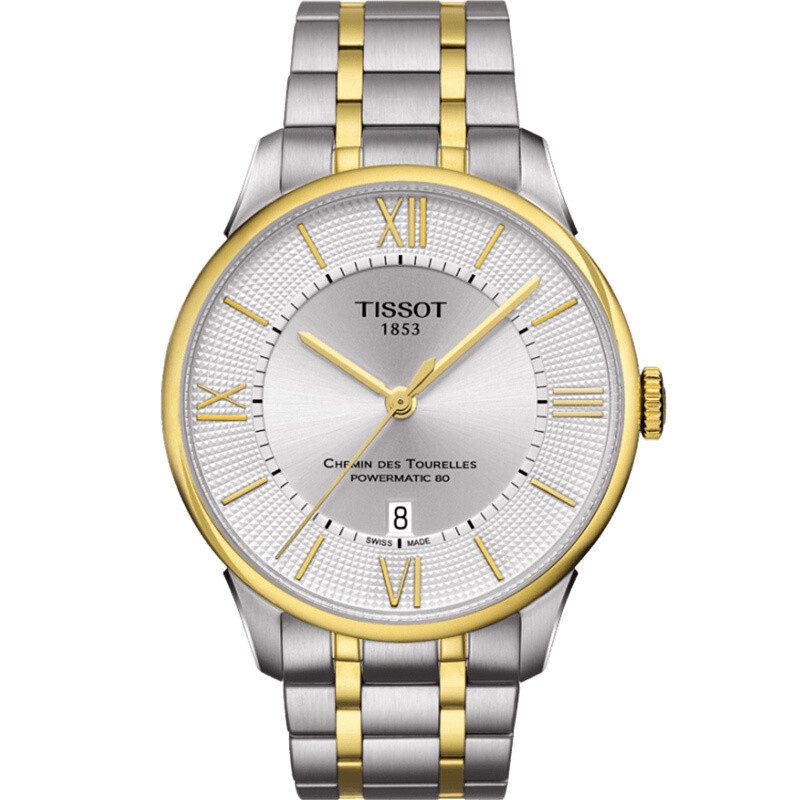 天梭(TISSOT)手表 杜鲁尔系列钢带机械手表正装 时尚商务皮带 T099.407.11.038.00 机械表 男