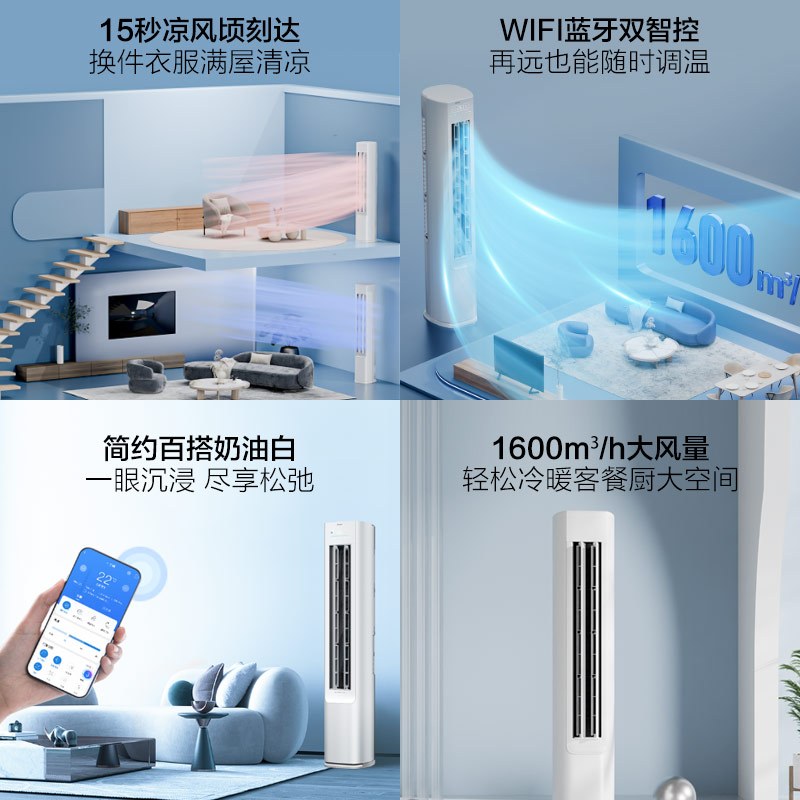 [纯铜管]海尔小红花(Haier)3匹 变频新1级能效 强冷强热 家用空调柜机KFR-72LW/E1-1国家补贴以旧换新高清大图