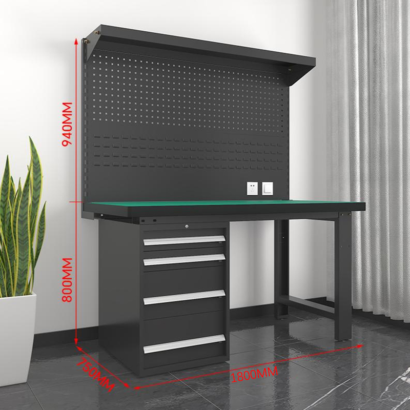鑫金虎 防静电工作台车间流水线操作台工厂维修检验桌重型钳工台 偏四抽+双挂板1.8m高清大图