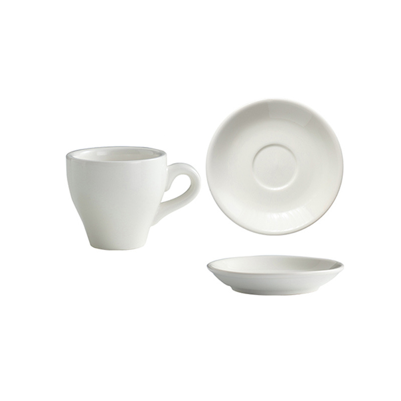 九土 陶瓷咖啡杯 简约白 小号 杯子+碟子 (计价单位:套)