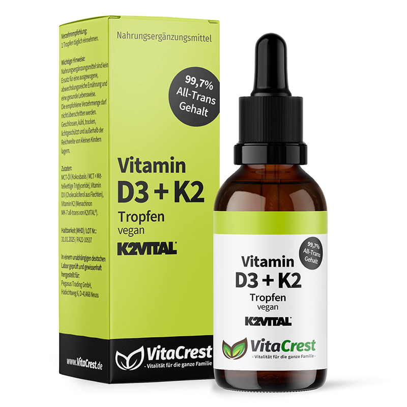 德国原装维生素d3k2滴剂vd阳光维生素vitacrest补钙口服液50ml12岁