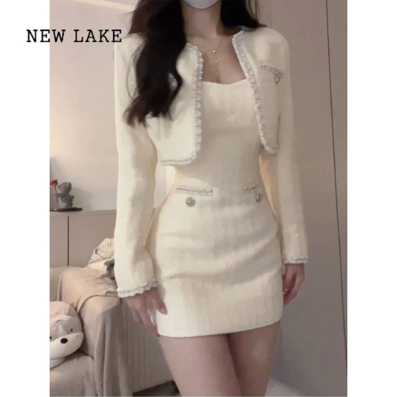 NEW LAKE重工镶钻高级感气质富家千金小香风外套女早秋小个子短款上衣夹克