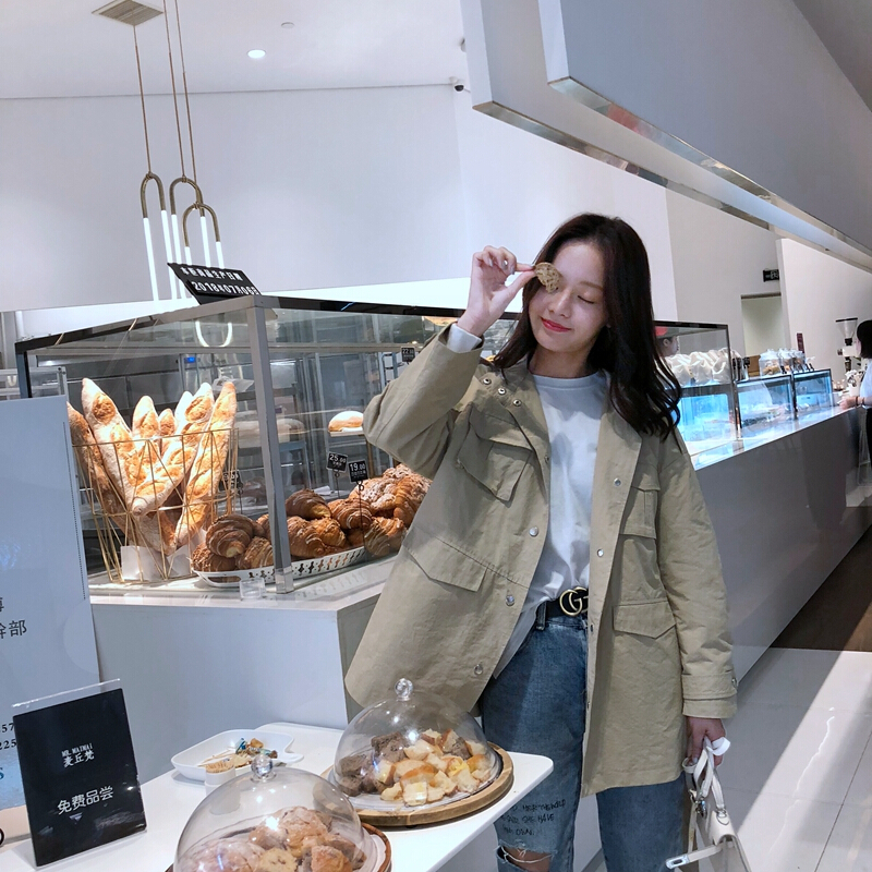 2018秋装小个子lulu风衣女收腰气质港味复古chic宽松工装外套