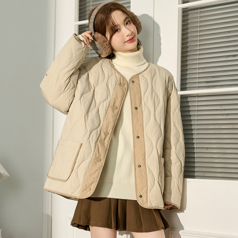 唐狮2024冬季新款90鸭绒轻薄羽绒服女短款内胆保暖秋冬美拉德外套_7326 M B款/燕麦色