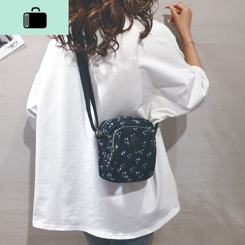 小挎包女斜挎2020新款迷你小包包尼龙布包网红百搭单肩钥匙零钱包NEW LAKE 月亮花