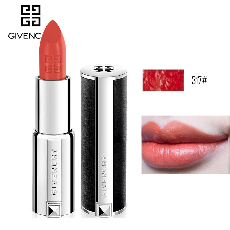 GIVENCHY/纪梵希小羊皮口红高级定制唇膏不掉色唇彩女士润唇膏3.4g/支 317#武媚娘橘