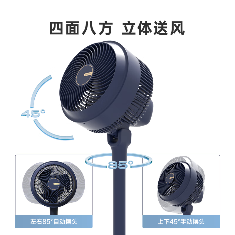 艾美特空气循环扇家用节能立式落地扇广角摇头涡轮换气扇客厅办公室卧室 台地三用 可拆洗 FA20-X98高清大图