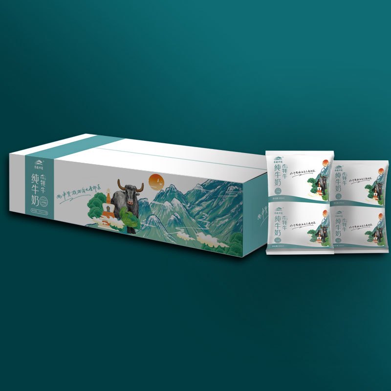 青藏祁莲常温无菌枕装牦牛奶纯牛奶全脂奶营养早餐奶 200ml*12袋