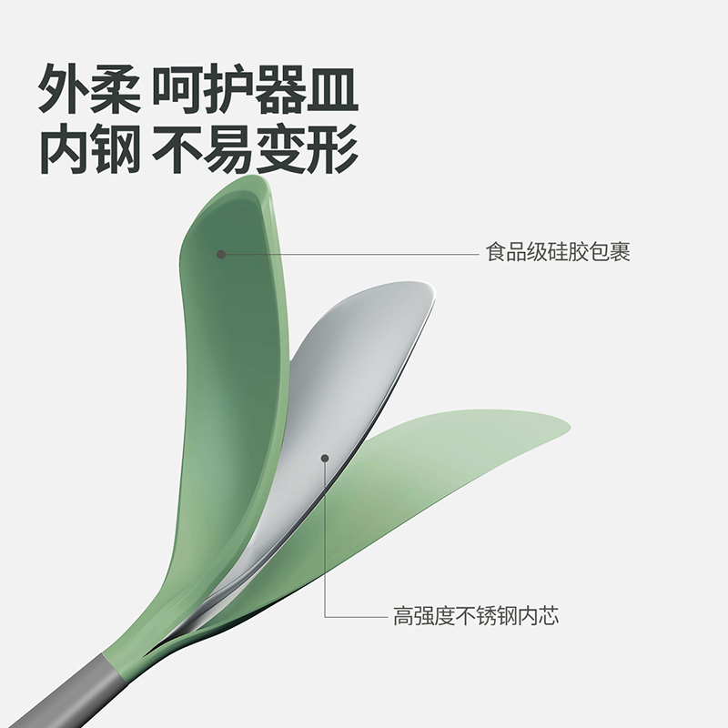 炊大皇硅胶铲勺竹青石耐高温食品接触级硅胶铲子汤勺漏勺工具,高清大图