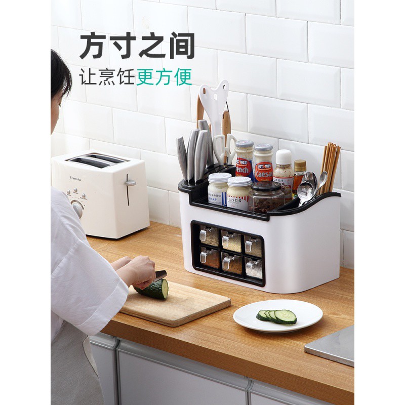 厨房置物架调味料收纳盒架子调料架调味品刀架用品油盐酱醋收纳架收纳层架 三维工匠高清大图