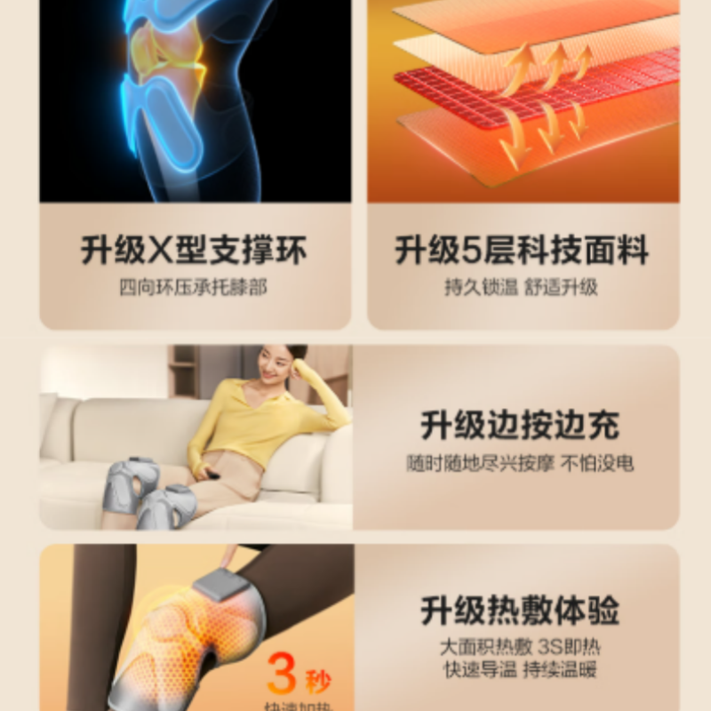 skg膝盖按摩仪 W3二代 护膝暖膝部关节老寒腿加热敷按摩器 生日圣诞节礼物送父母男女友高清大图