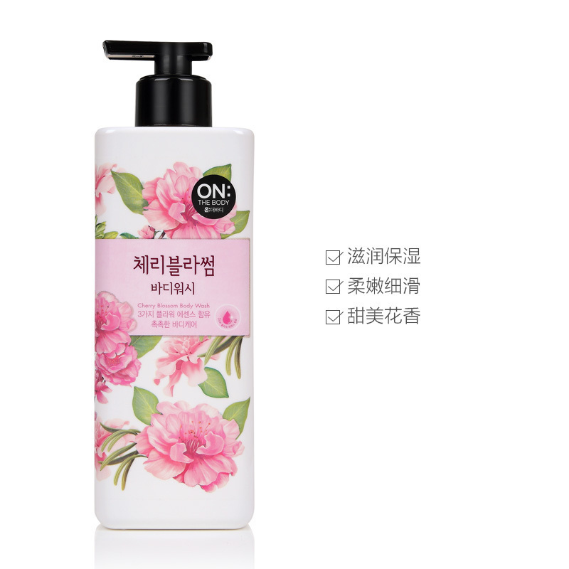 [裴秀智代言]ON THE BODY樱花香润肤沐浴露 500ml 滋润 保湿 犹如沐浴花海 适合各种肤质 带泵 成人